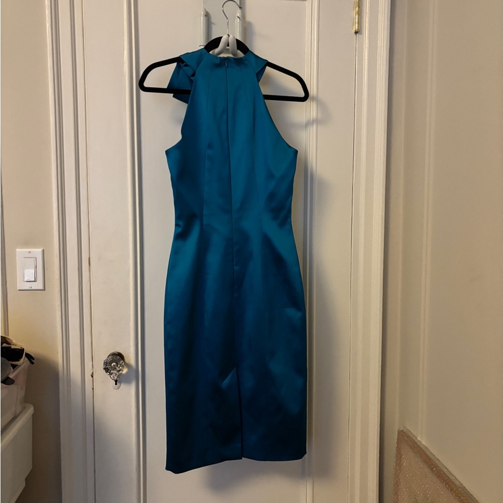 Karen Millen Teal Satin Midi Dress - Picture 10 of 11